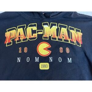 Namco 80s Video Game Pac-Man 1980 Nom nom‎ Black Hoodie Sz M